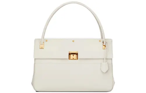 DIOR Smooth Cow Leather Handbag Women's Milk White