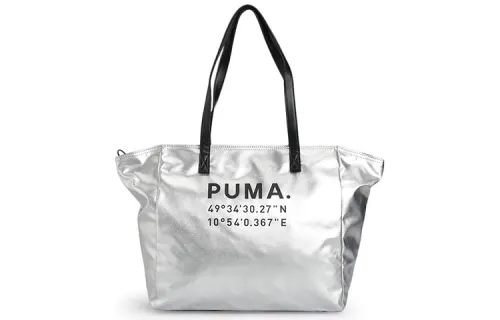 PUMA Artificial Leather Handbag Regular Women's Silver Black