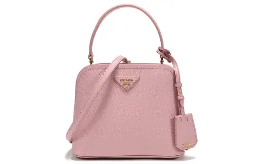PRADA Saffiano Cow Leather Crossbody Handbag Mini Women's Light Pink