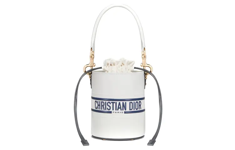 DIOR Cow Leather Bucket Bag, Shoulder Bag, Crossbody Bag, Handbag Small Women's White