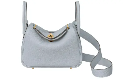 HERMES Lindy Taurillon Clemence Cow Leather Handbags 19 Women's 08 Bleu Pale Grail Blue