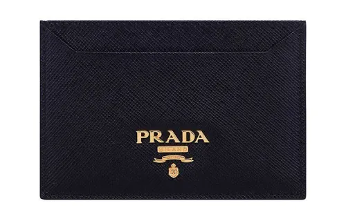 PRADA Short Saffiano Leather Card Holder Women's Black