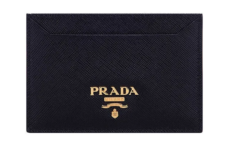 PRADA Short Saffiano Leather Card Holder Women's Black