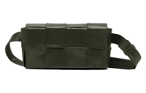Bottega Veneta Cassette Belt Cow Leather Box Bag Camera Bag Fanny Pack, Crossbody Bag Mini Men's Field Green