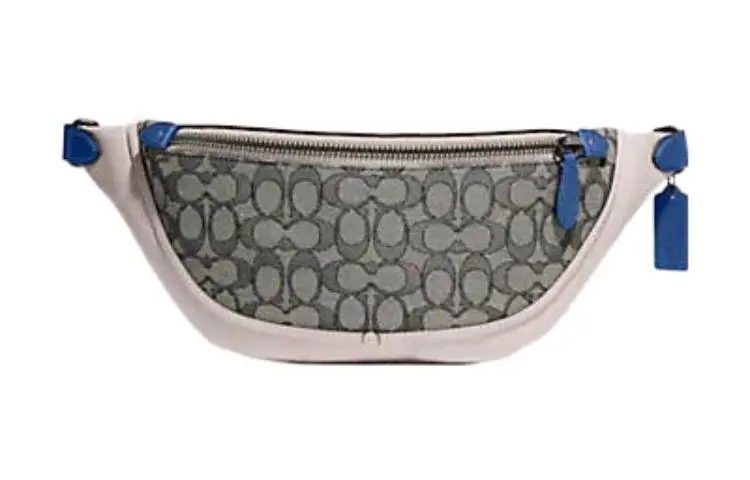 COACH League Cow Leather Fanny Packs Large Women's Dark Gray White Blue Multicolor