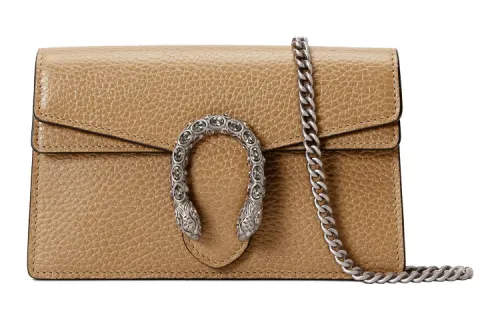 GUCCI Matte Leather Shoulder Bag, Crossbody Bag Women's Brown