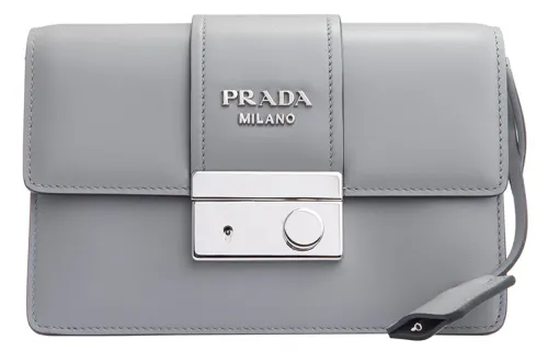 PRADA Leather Shoulder Bags Women's Gray