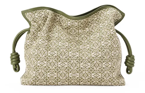 LOEWE Calfskin With Canvas Clutch, Shoulder Bag, Crossbody Bag Medium Women's Green