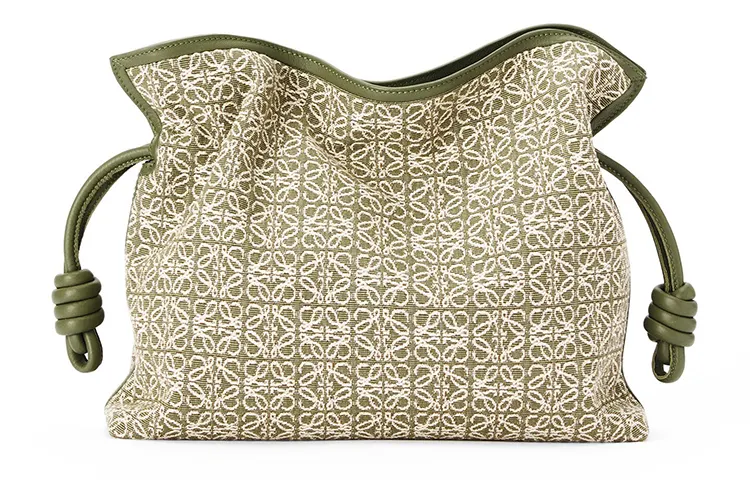 LOEWE Calfskin With Canvas Clutch, Shoulder Bag, Crossbody Bag Medium Women's Green