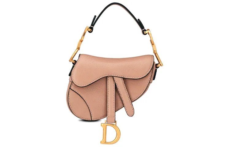 DIOR Goatskin Saddle Bag, Shoulder Bag, Handbag Extra Mini Women's Pink