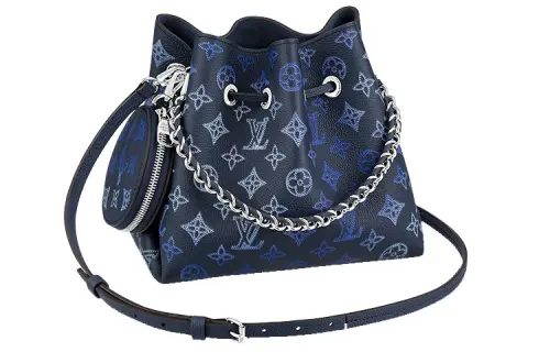 LOUIS VUITTON Bella Engraved Calfskin Moonlight Goddess Handbag Cut Out, Bucket Bag, Shoulder Bag Women's Gradient Blue