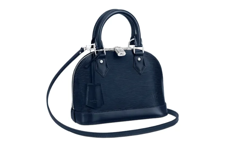 LOUIS VUITTON Alma Epi Grain Cow Leather Dome Bag Handbag Women's Ink Blue