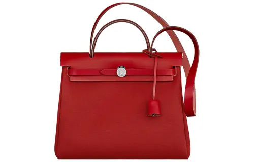 HERMES Herbag Zip Officier Canvas With Hunter Cow Leather Shoulder Bag, Crossbody Bag, Handbag 31 Unisex