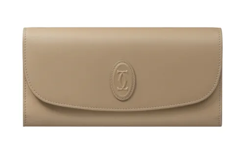 CARTIER Calfskin Wallet Card Holder, Wallet Women's Taupe