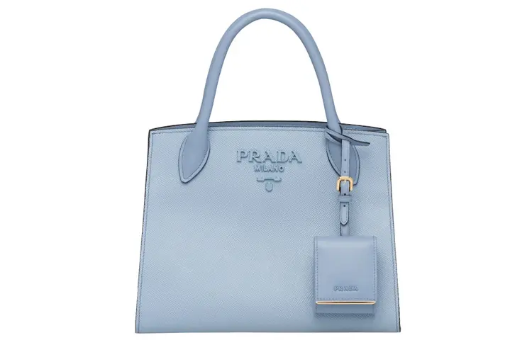 PRADA Saffiano Leather Shoulder Bag, Crossbody Bag Regular Women's Interstellar Blue