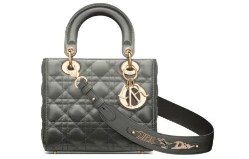 DIOR Lady Dior Sheepskin Handbag, Shoulder Bag, Crossbody Bag Women's Gray