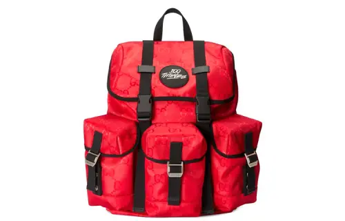 GUCCI 100 Thieves Collaboration Off The Grid Nylon With Leather Backpack Regular Red