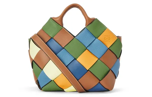 LOEWE Surplus Cow Leather Handbag Small Women's Havana/Blue