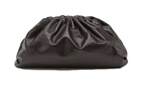 Bottega Veneta Cow Leather Clutch Women's Dark Chocolate
