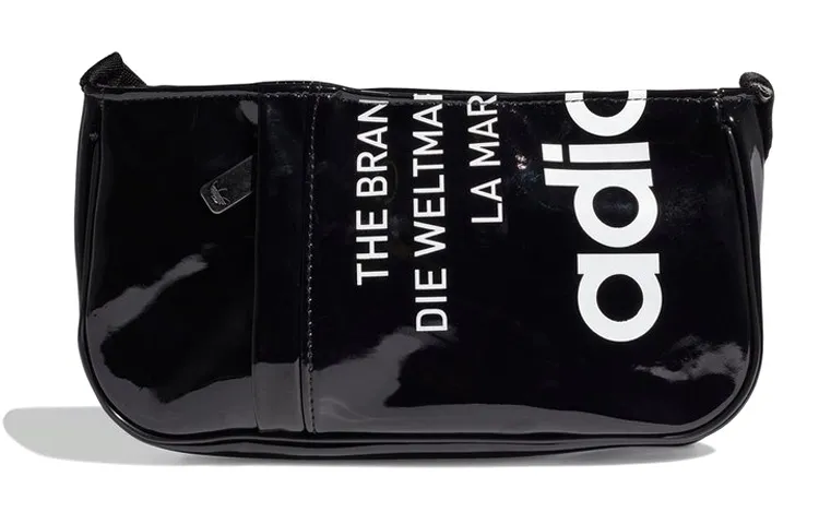 Adidas Originals Trefoil Patent Leather Shoulder Bag, Clutch, Handbag, Shoulder Bag Unisex Black