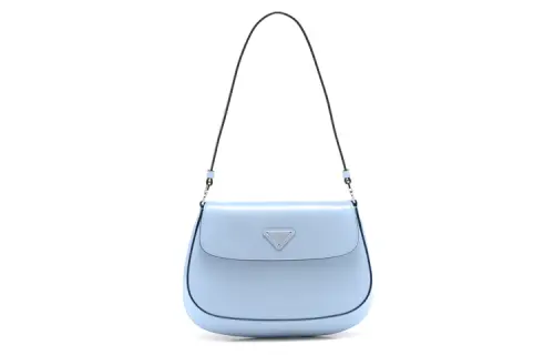PRADA Cleo Flap Shiny Leather Crescent Bag Shoulder Bag Women's Sky Blue