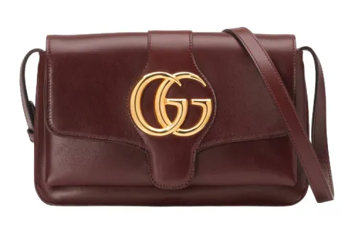 GUCCI Arli Leather Shoulder Bag, Crossbody Bag Small Women's Burgundy