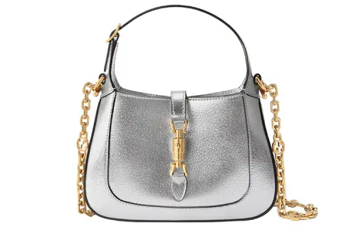 GUCCI Jackie 1961 Leather Crescent Shoulder Bag Shoulder Bag Mini Women's Silver