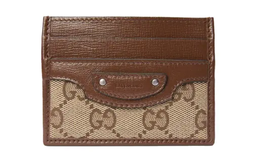 GUCCI Zumi Canvas With Leather Card Holder Card Holder Unisex Brown/Ebony