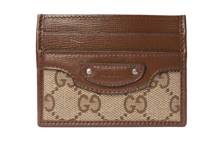 GUCCI Zumi Canvas With Leather Card Holder Card Holder Unisex Brown/Ebony