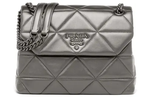 PRADA Spectrum Leather Small Square Bag, Crossbody Bag, Shoulder Bag Women's Marble Gray