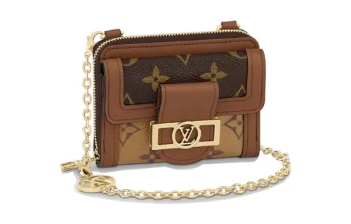 LOUIS VUITTON Dauphine Canvas With Leather Wallet Mini Women's Brown
