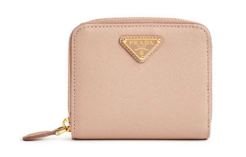 PRADA Interior Card Slot Calfskin Wallet Women's Pink