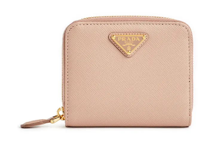 PRADA Interior Card Slot Calfskin Wallet Women's Pink
