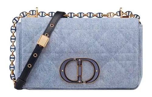 DIOR Caro Denim Handbag, Shoulder Bag, Crossbody Bag Medium Women's Blue