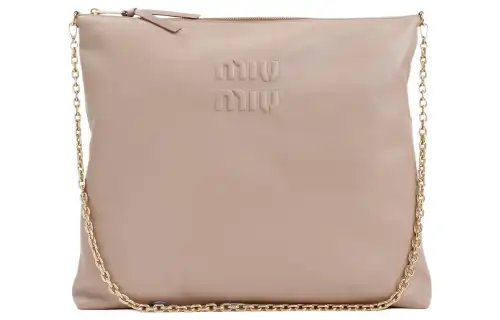 MIU MIU Leather Shoulder Bag Women's Nude