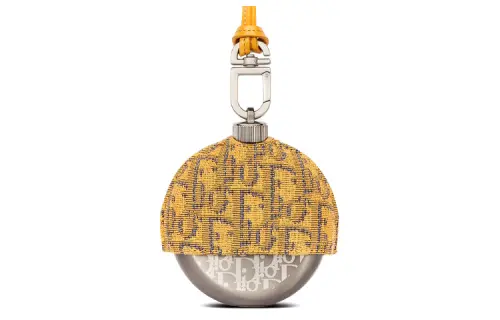 DIOR Oblique Printed Fabric With Stainless Steel Bag Accessory Unisex Gold & Yellow