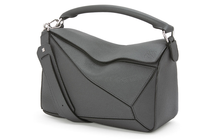 LOEWE Puzzle Calfskin Geometric Puzzle Bag, Handbag, Shoulder Bag, Crossbody Bag Regular Women's Anthracite Gray