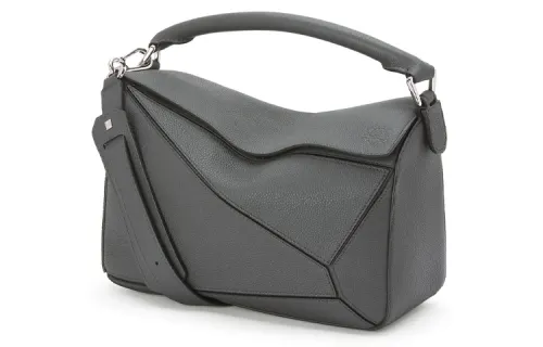 LOEWE Puzzle Calfskin Geometric Puzzle Bag, Handbag, Shoulder Bag, Crossbody Bag Regular Women's Anthracite Gray