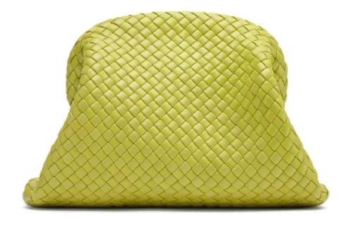 Bottega Veneta Woven Calfskin Cloud Bag Clutch Women's Neon Green