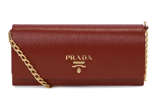 PRADA Calfskin Shoulder Bag, Crossbody Bag Women's Dark Red