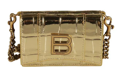 Balenciaga Leather Shoulder Bag Women's Gold