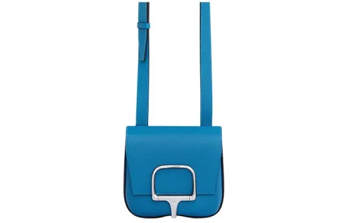 HERMES Della Cavalleria Silver Tone Buckle Epsom Calfskin Shoulder Bag Backpack Women's 7Q Mykonos Greek Blue