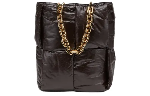Bottega Veneta Cow Leather Handbag Women's Dark Chocolate