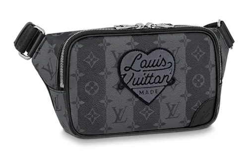 LOUIS VUITTON NIGO Collaboration Canvas Coating Handheld Shoulder Bag Unisex Gray