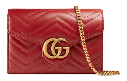 GUCCI Leather Envelope Bag, Shoulder Bag, Crossbody Bag Regular Women's Red