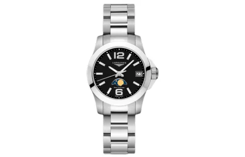LONGINES Comcast Collection Quartz Movement Business Casual Women's Watch Black Dial Stainless Steel Case