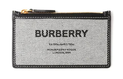 Burberry Leather Card Holder, Coin Purse Unisex Black/Gray