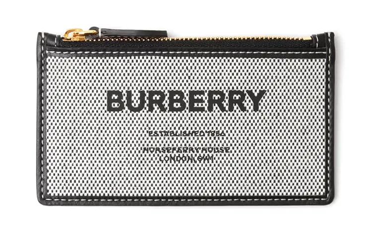 Burberry Leather Card Holder, Coin Purse Unisex Black/Gray