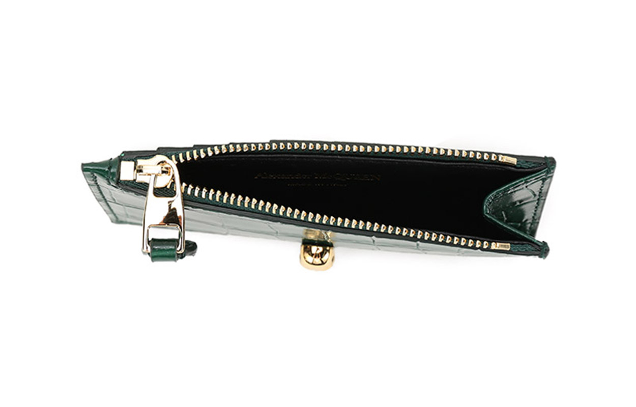 Женский кошелек Alexander McQueen Skull Cardholder (зеленый) — фото 6
