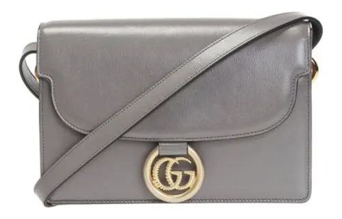 GUCCI Leather Shoulder Bag, Crossbody Bag Small Women's Gray